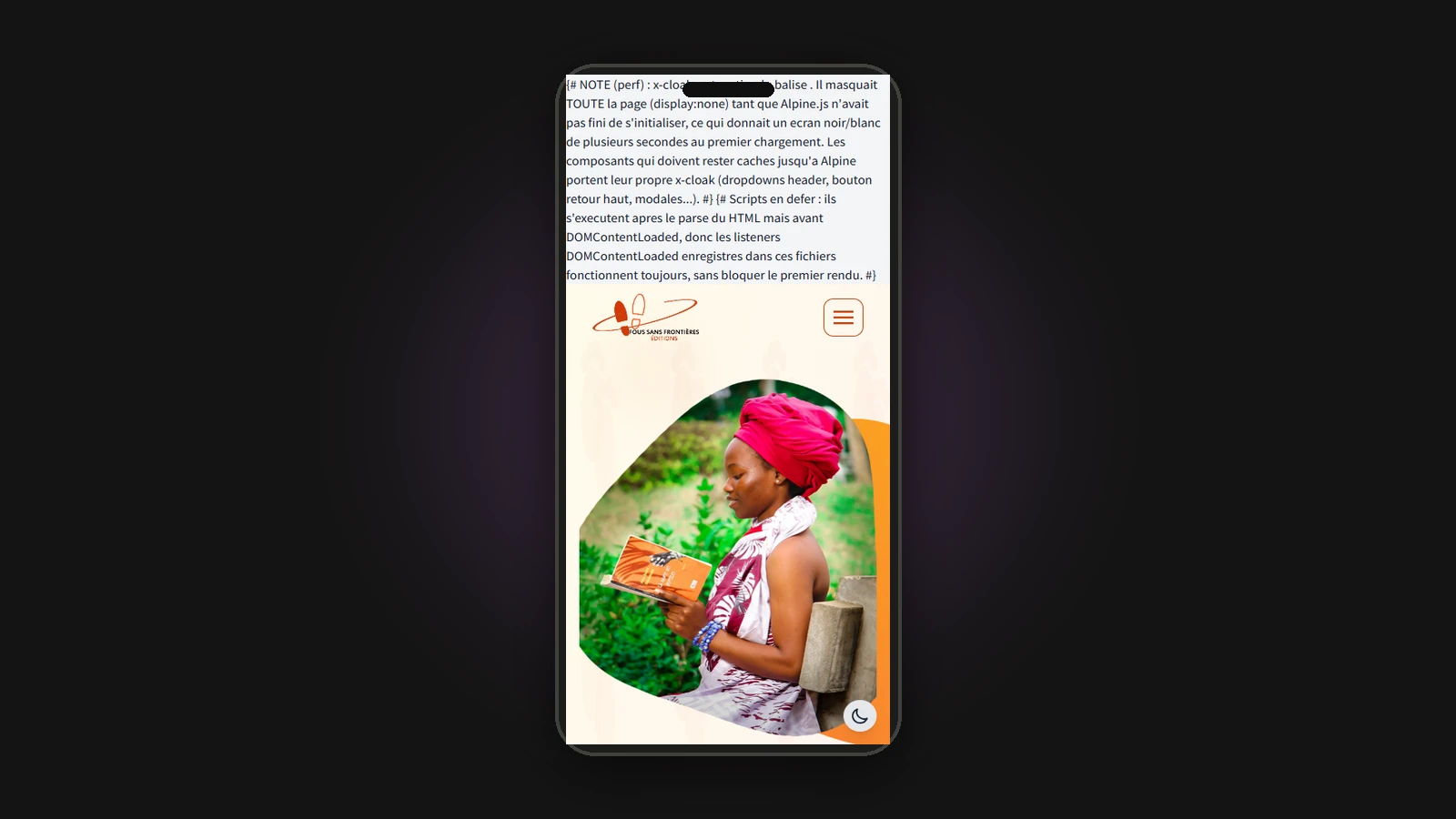 Fous Sans Frontières - Maison d'Édition Panafricaine - Vue Mobile Responsive